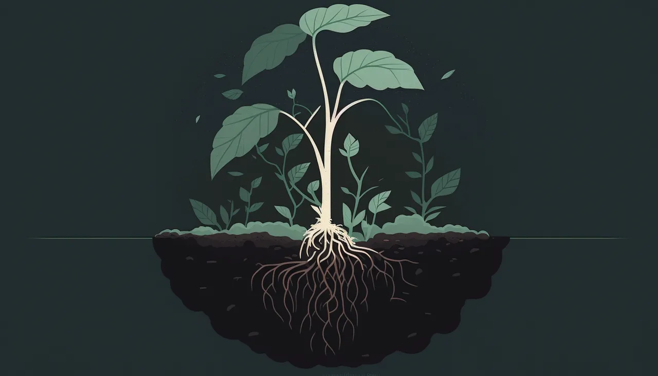 plant setting its roots
